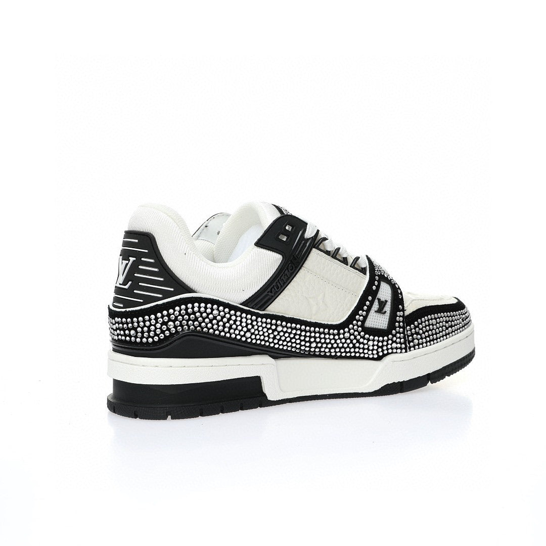 LV Trainer White Rhinestone