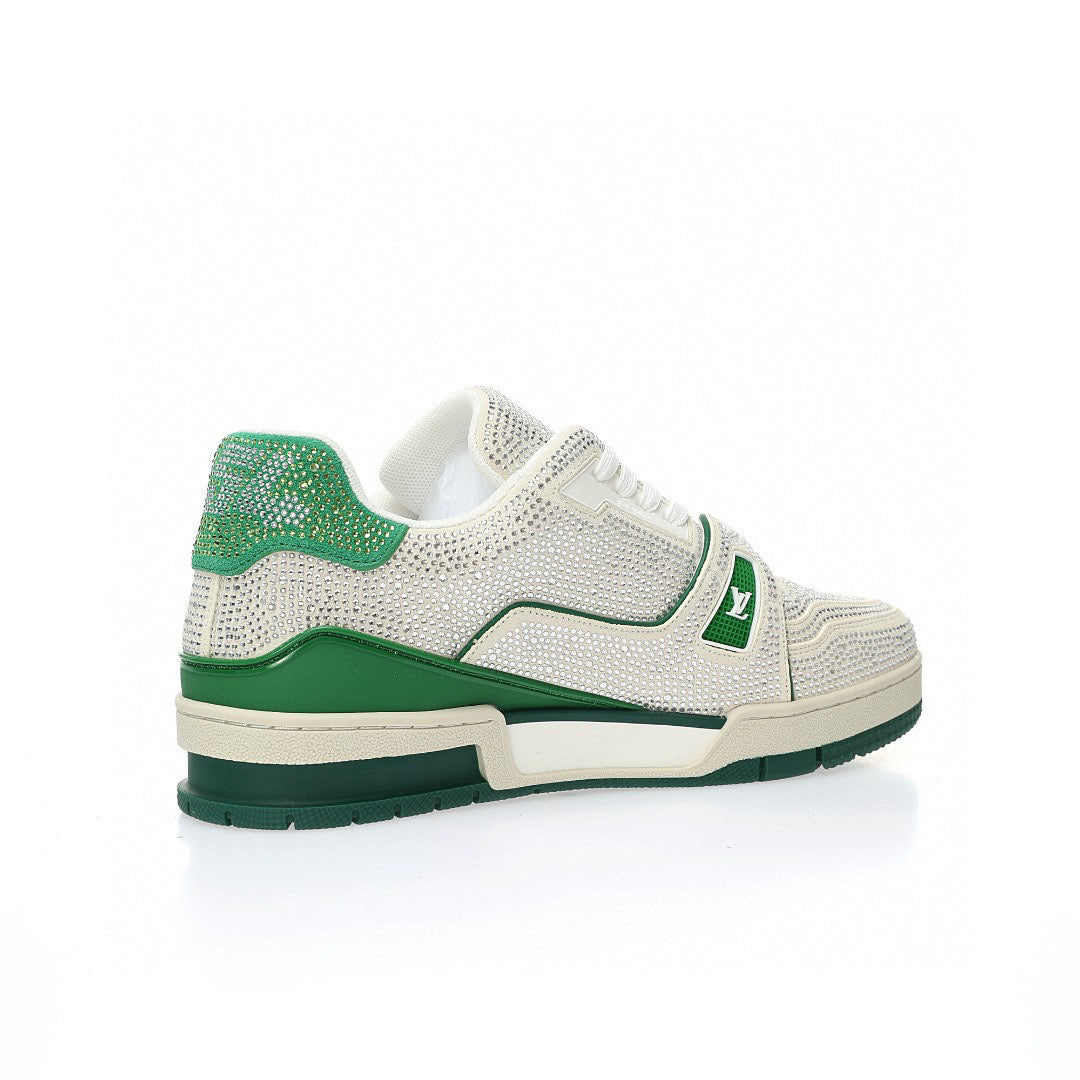 LV Trainer Green Rhinestone