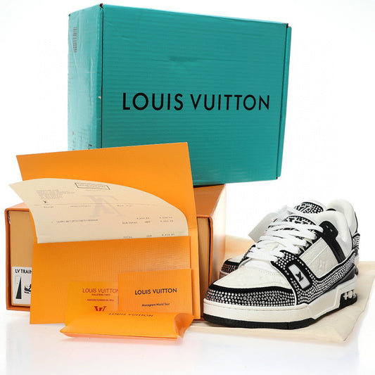 LV Trainer White Rhinestone