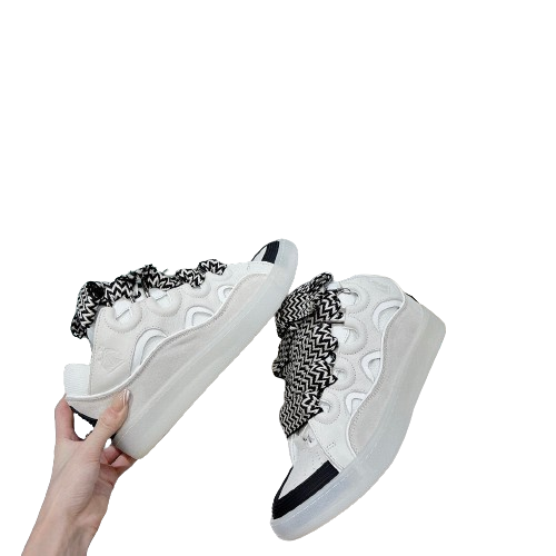 Lanvin Curb White Grey Lace up