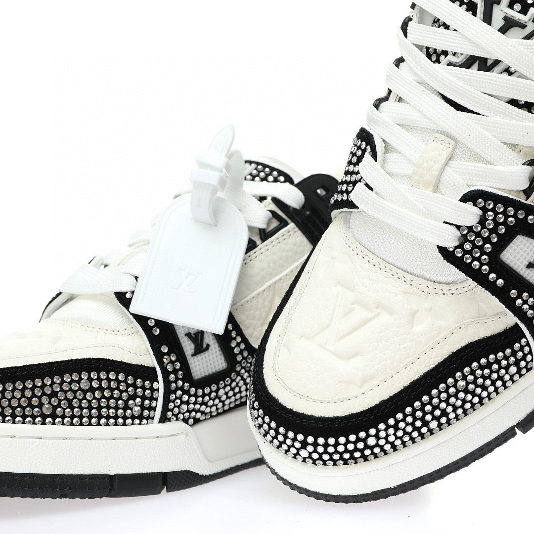 LV Trainer White Rhinestone