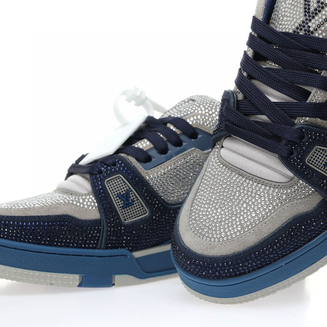 LV Trainer Marine Grey Rhinestone