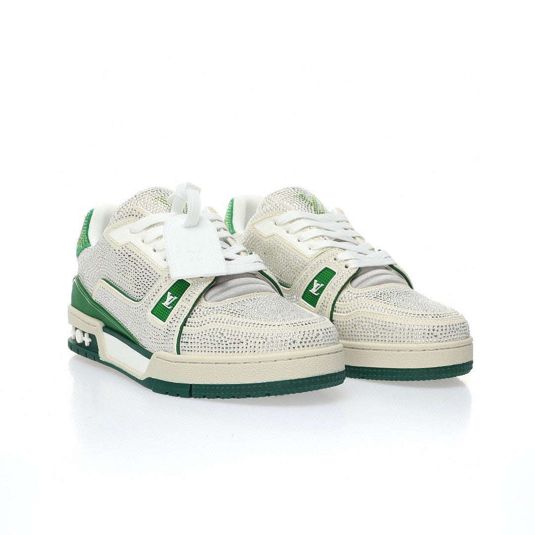 LV Trainer Green Rhinestone