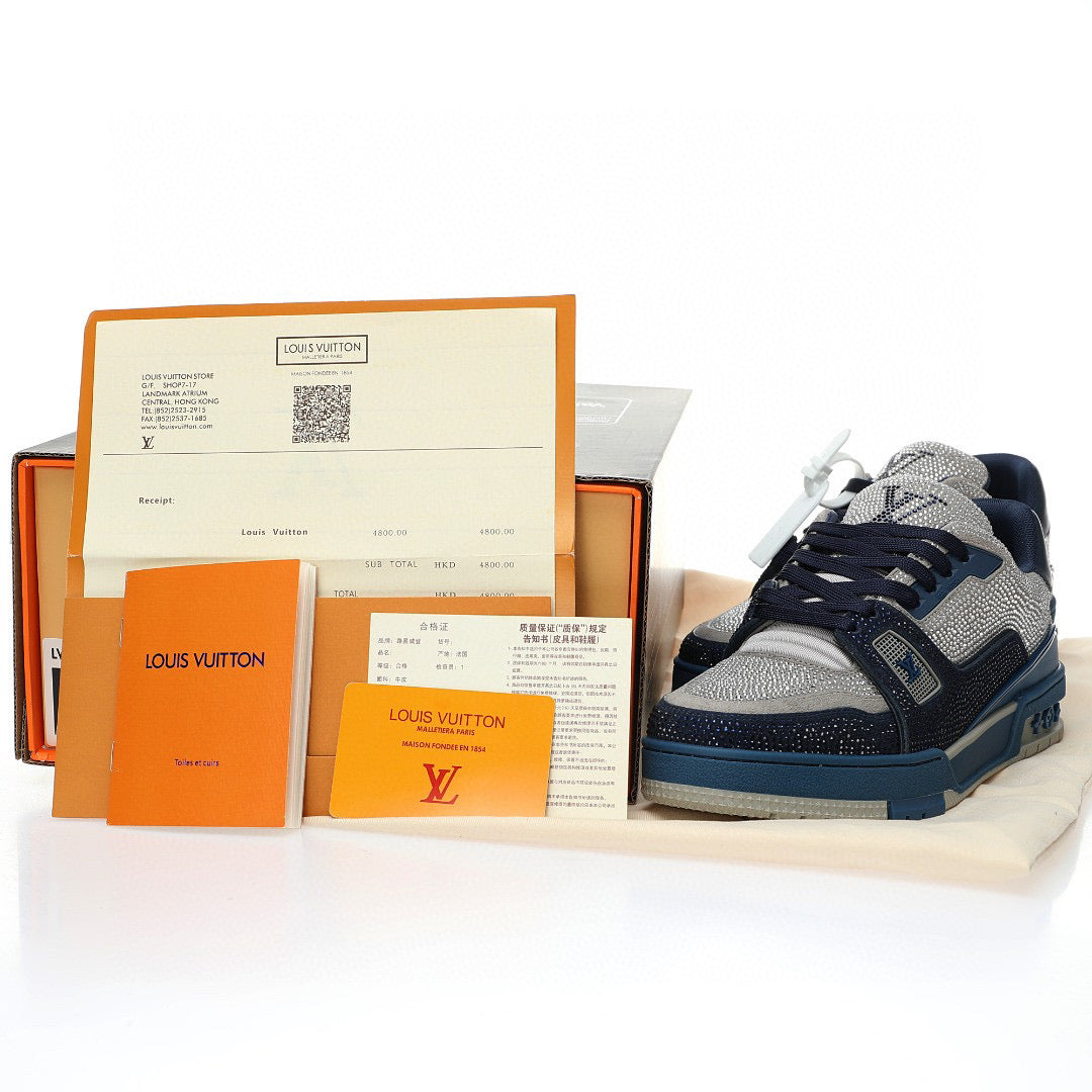 LV Trainer Marine Grey Rhinestone