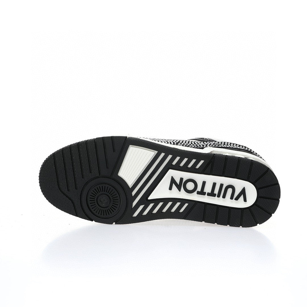 LV Trainer White Rhinestone