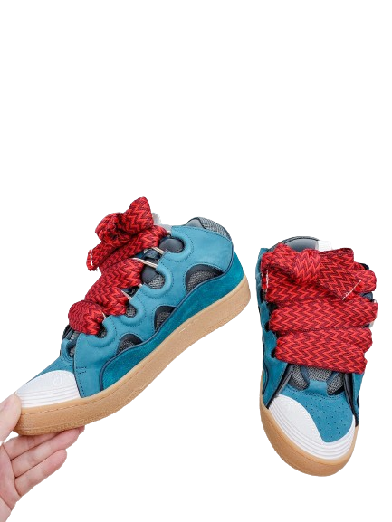 Lanvin Curb Blue Red Laces