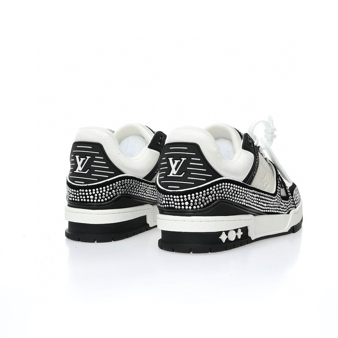 LV Trainer White Rhinestone