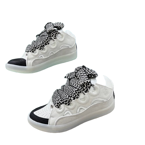 Lanvin Curb White Grey Lace up
