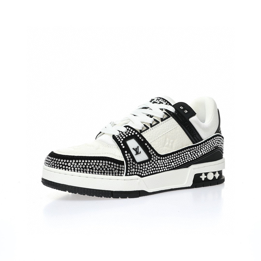 LV Trainer White Rhinestone