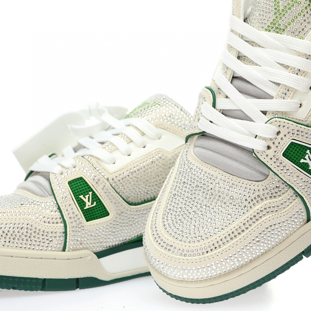 LV Trainer Green Rhinestone