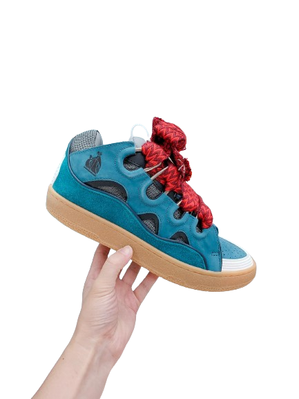 Lanvin Curb Blue Red Laces