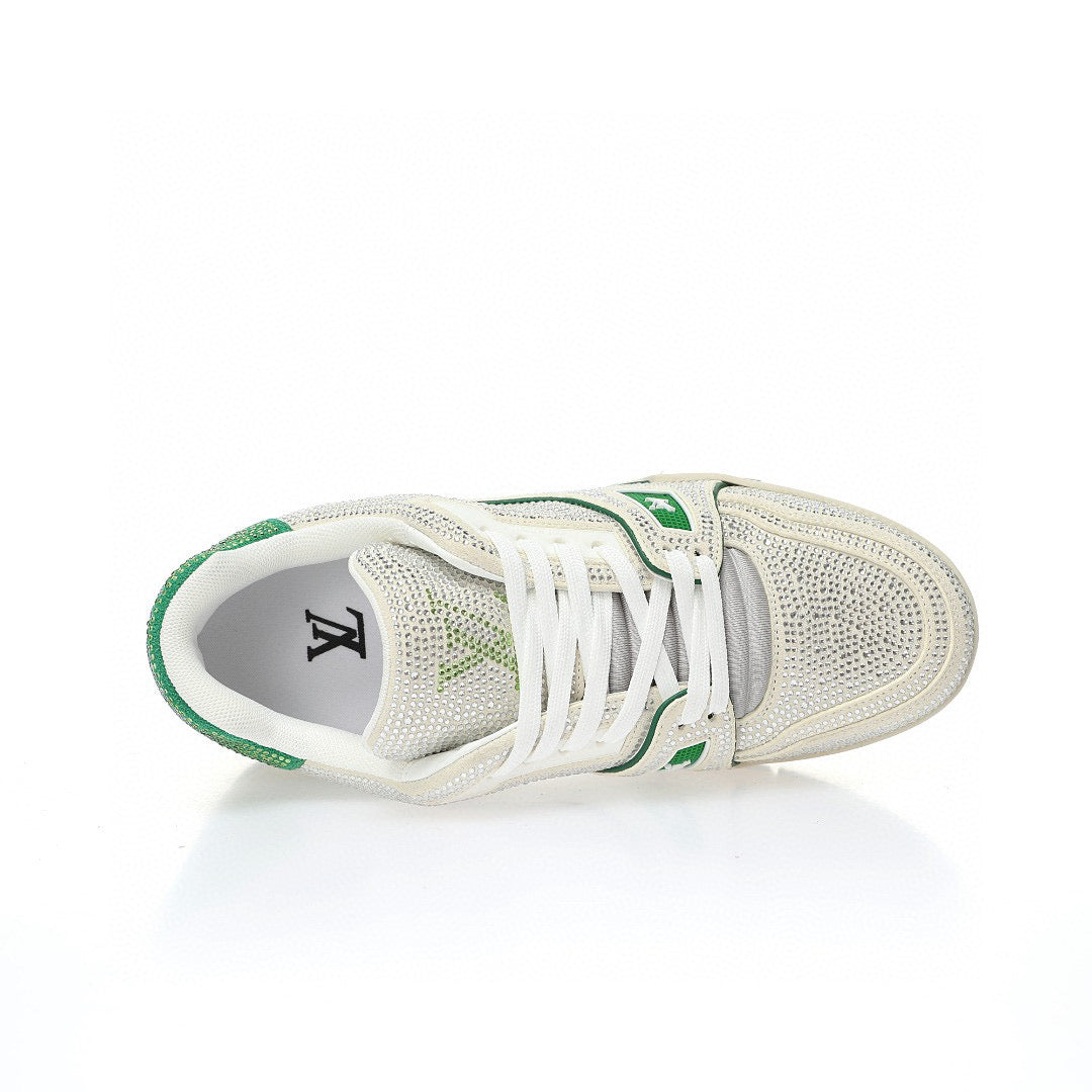 LV Trainer Green Rhinestone