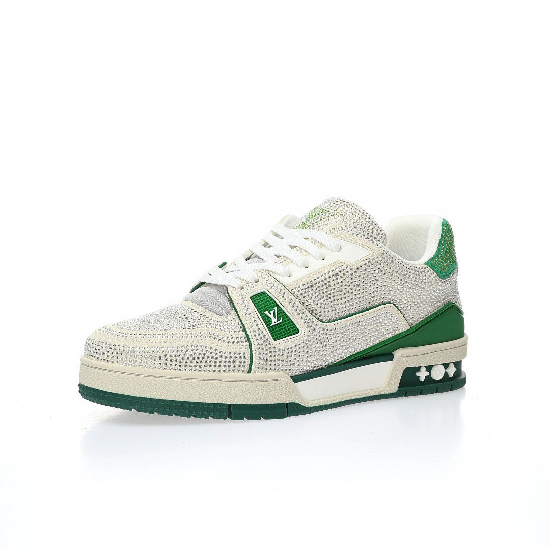 LV Trainer Green Rhinestone