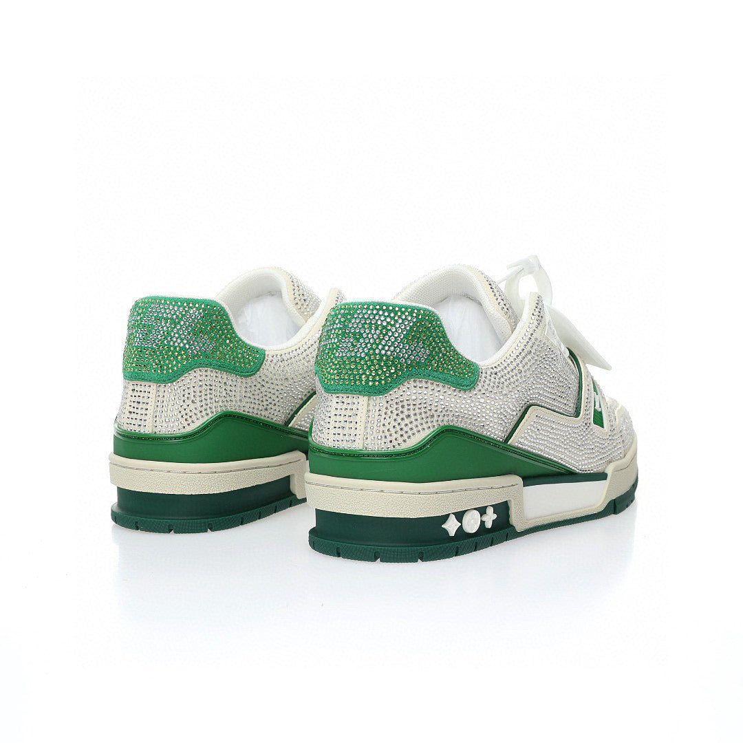 LV Trainer Green Rhinestone