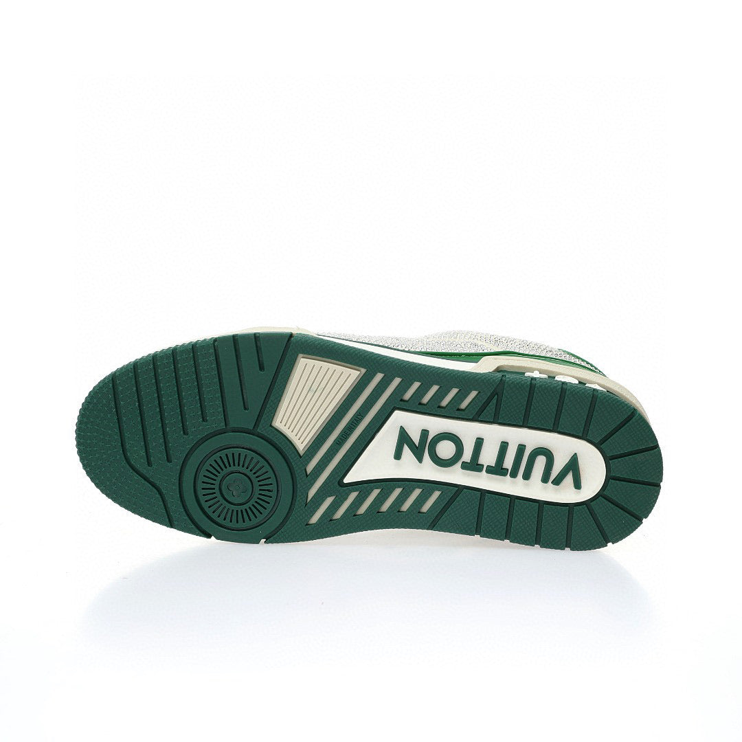 LV Trainer Green Rhinestone