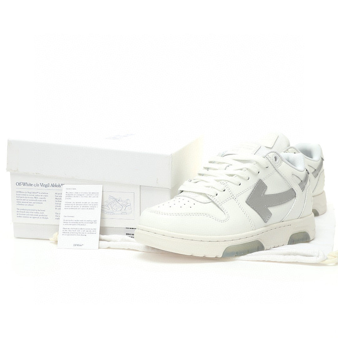 Off White Out Of Office White Silver Logo